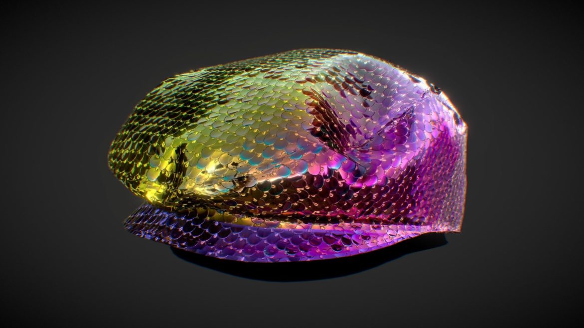 sequin beret flat cap low poly.thumb