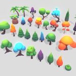 Stylized Low Poly Trees Pack 01