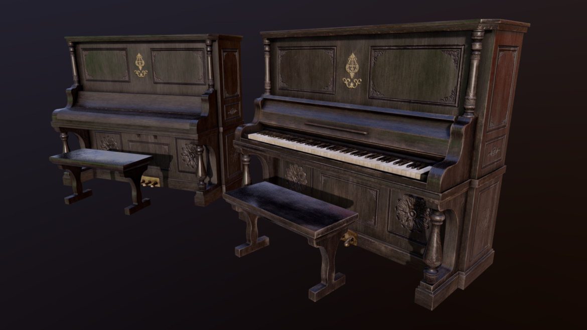 upright piano set 3d model asset.thumb