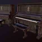 upright piano set 3d model asset.thumb