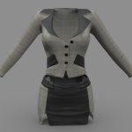 Front Slits Mini Skirt Jacket Business Outfit