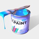 Paintbrush and Can with blue paint