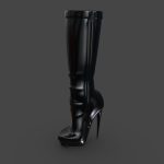 Shiny Black High Heel Calf Boots