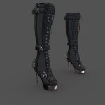 Skulls Spikes Decorated High Heel Lace Up Boots