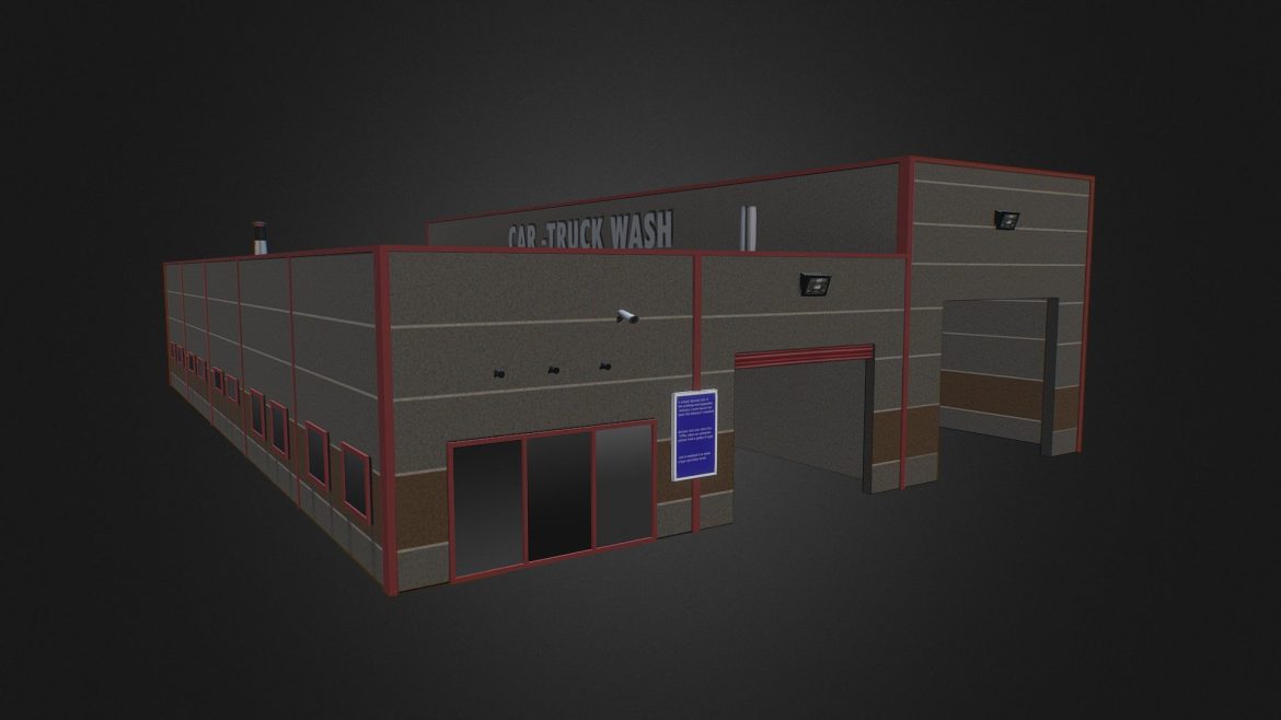 car truck wash low poly model.thumb