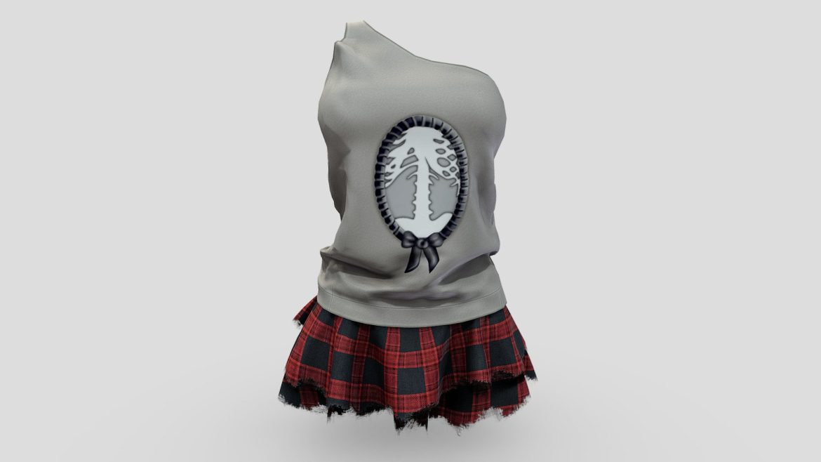 torn edge mini skirt one shoulder top outfit.thumb