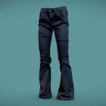 Dark Wide Pants Shiny Trousers