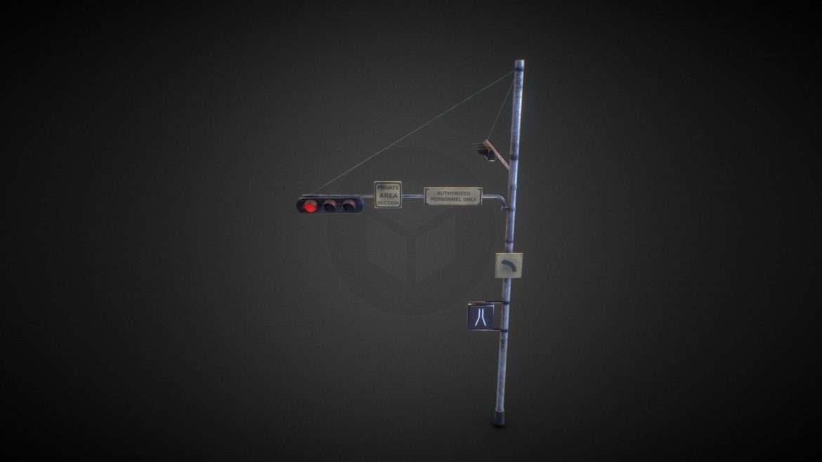 dirty traffic lights low poly.thumb
