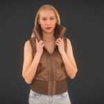 Girl in Leather Jacket and Jeans