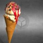 ice cream in a waffle cone