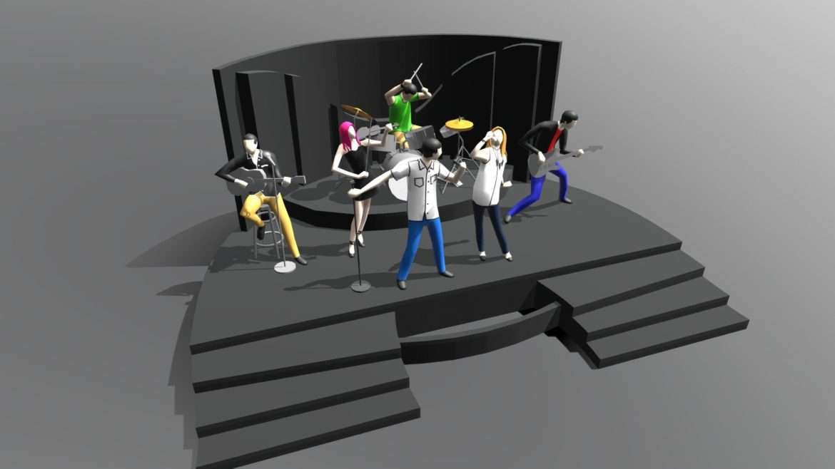 low poly band perform with stage.thumb