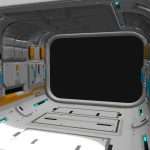 Low poly sci fi space station corridor pattern