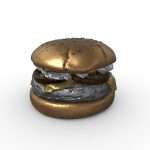 Metallic gold and silver burger