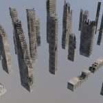 Post Apocalyptic destroyed skyscrapers Pack