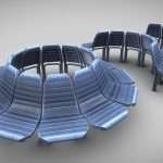 Round Bench [7] 4 Parts Blue Painted Version