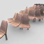 Round Bench [7] 4 parts Wood Metal Version 2
