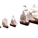 Set sailboats Low-poly 3d model
