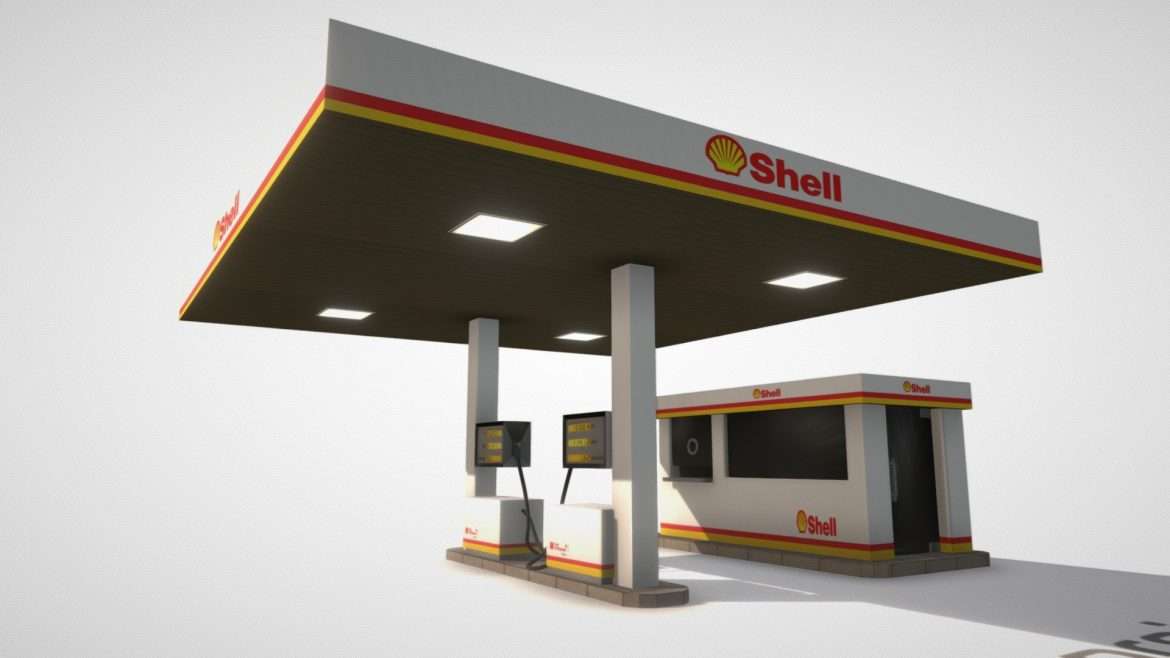 small fuel station shell low poly.thumb 1