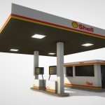Small Fuel Station Shell (Low Poly)