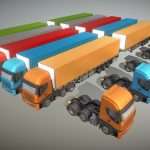 3-AXIS Truck with Semitrailer (Low-Poly)