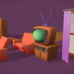 Game ready furniture cartoon style asset