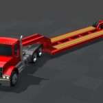 Low Poly Lowboy Trailer & Truck