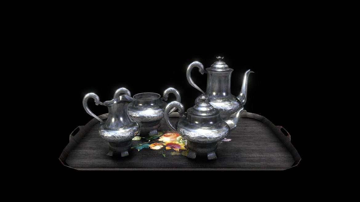 a victorian silver four piece tea set.thumb