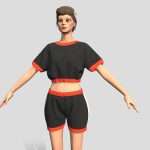Fitness sport woman. 3D game model