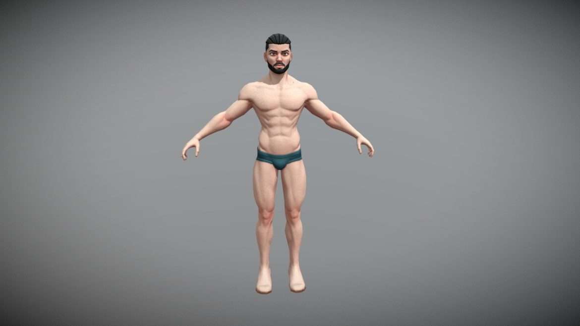 stylized male character game ready base mesh.thumb