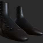 Victorian worn black leather ladies shoe.