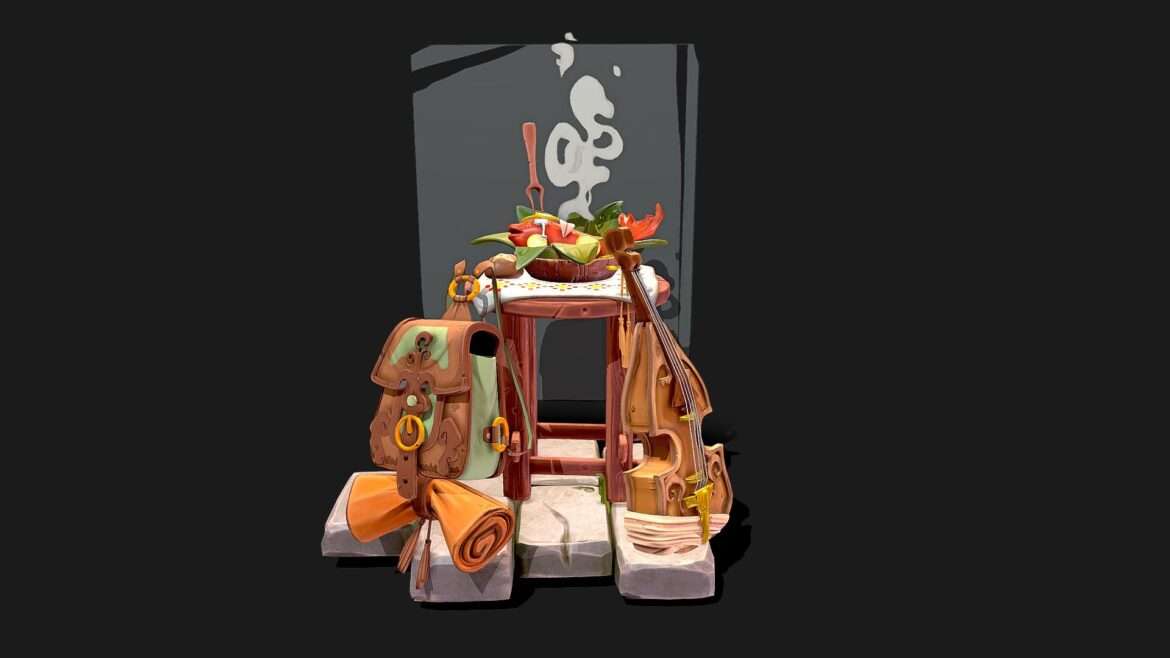 bards props stylized diorama.thumb