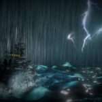 Battleship in the storm