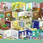 Low Poly Retro Vintage Rooms Interiors