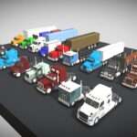 Low Poly Truck Usa Pack