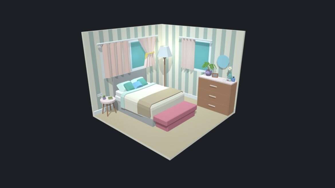 bedroom 14 low poly 3d model.thumb