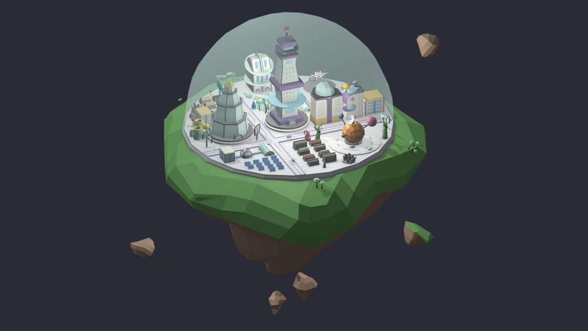 flying sci fi island city low poly 3d model.thumb