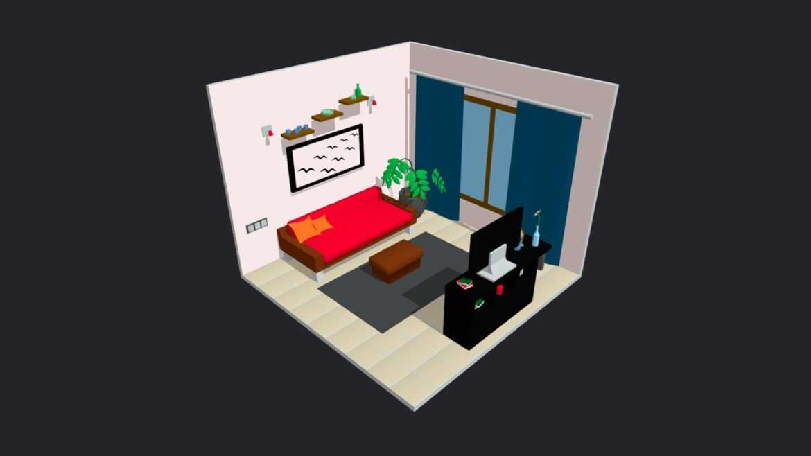 guest room 1 low poly 3d model.thumb