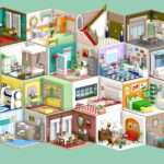 Low Poly Retro Vintage Rooms Interiors 2