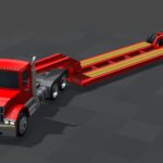 Low Poly Lowboy Trailer & Truck
