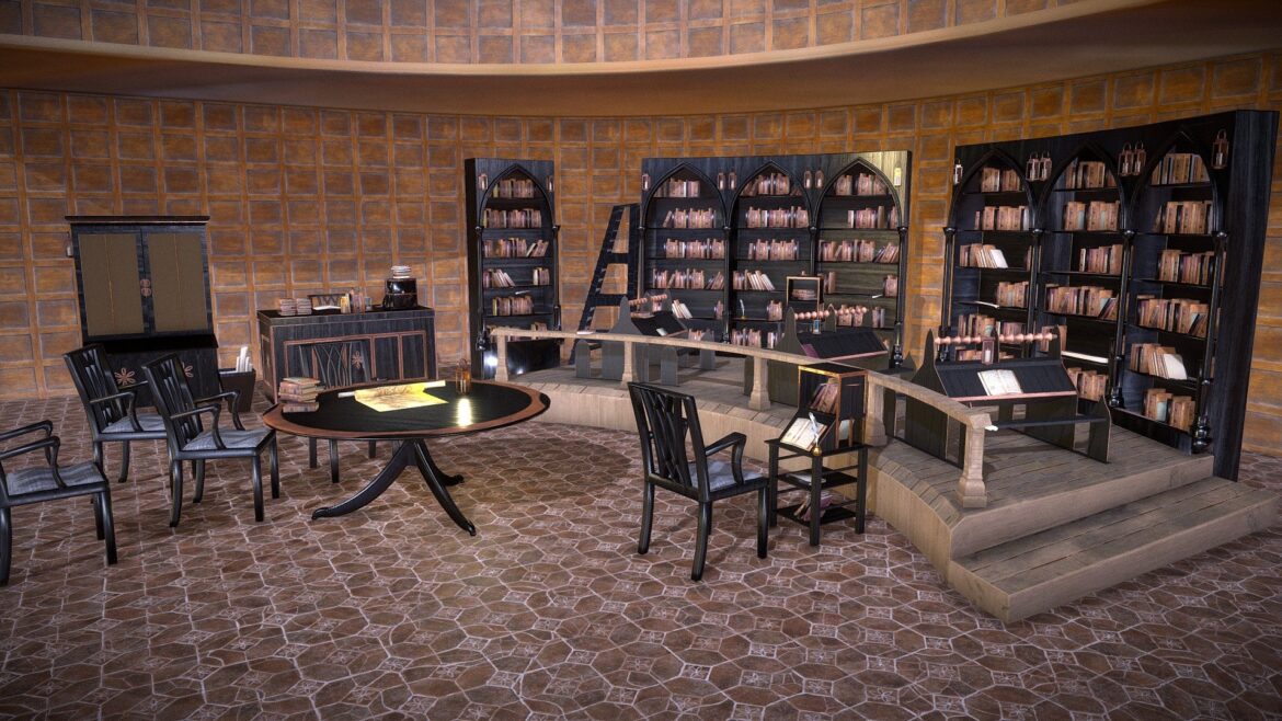 medieval library model pack black low poly.thumb