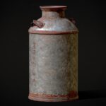 Old rusty milk can